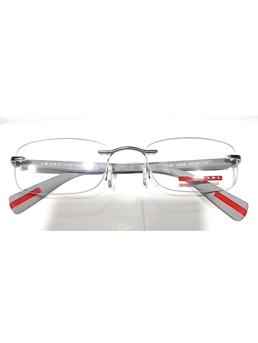 PRADA VPS53D 1AP-101 Linea Rossa Gunmetal Rectangular Eyeglasses 53-18 135 Box - Picture 2 of 8